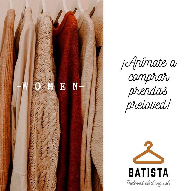 Batista es una tienda virtual que ofrece prendas pre-loved que mantienen su calidad original en súper precios!

¡Sigue nuestra página! Cada semana tenemos prendas nuevas y notas para que conozcas más sobre moda sostenible.